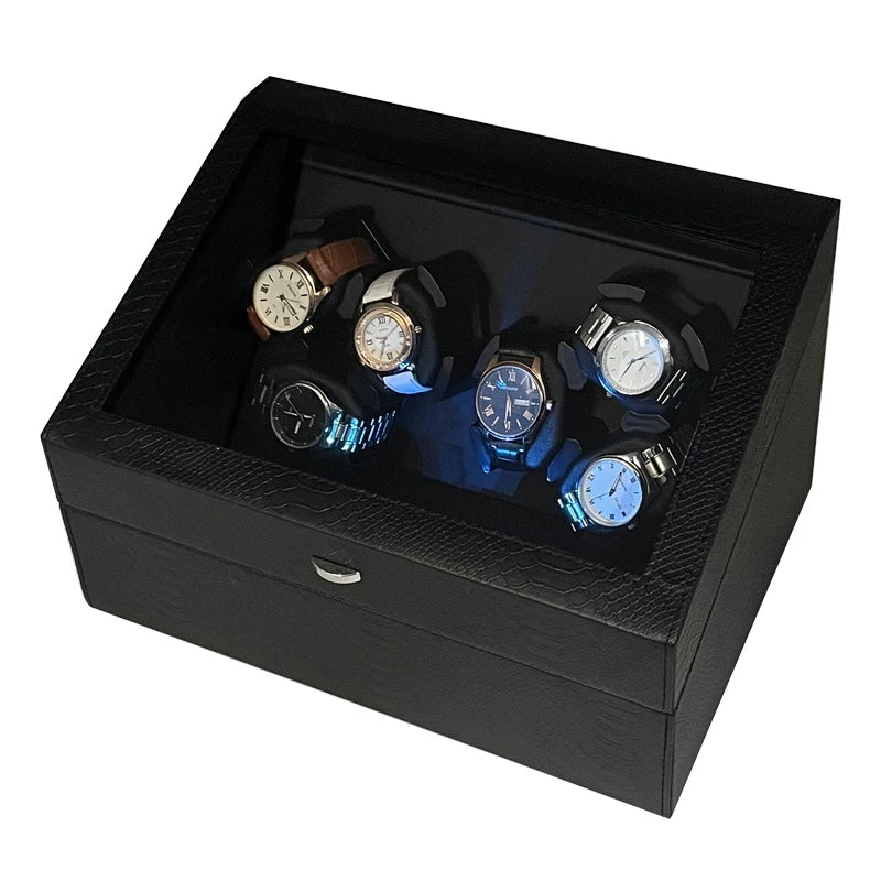 Watch Winder Box – Quiet Motor, USB LED, PU Leather, Variable Speed for Automatic Watches