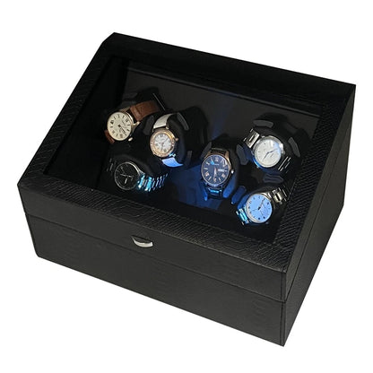 Watch Winder Box – Quiet Motor, USB LED, PU Leather, Variable Speed for Automatic Watches