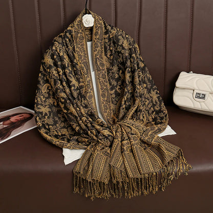 Luxury Autumn Cashmere Pashmina Shawl – Warm Winter Scarves for Women, Printed Cotton Foulard Stole Scarf 2023