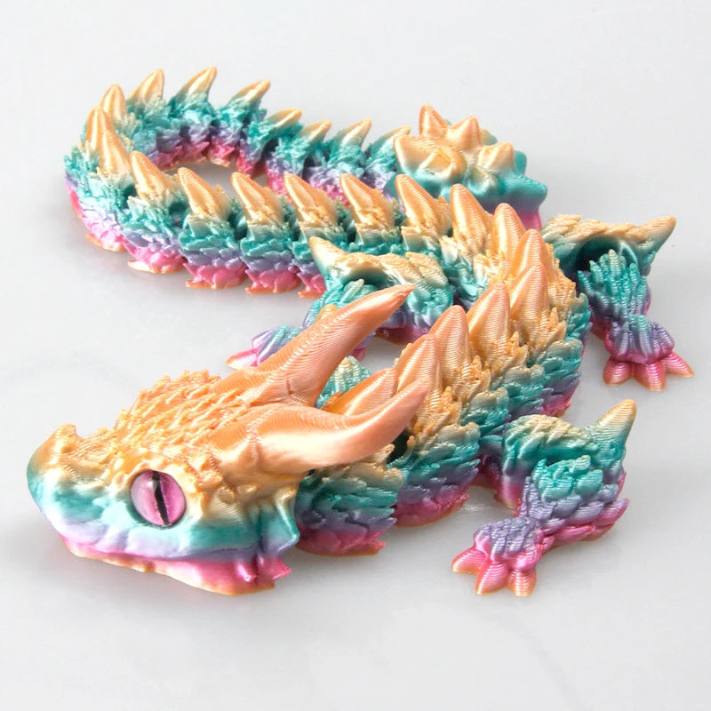 3D Printed Movable Dragon Fidget Toy – Rotatable Articulated Desktop Ornament & Gift for Kids & Adults