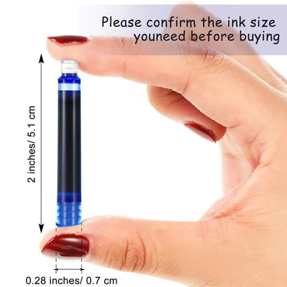 50/100pcs Fountain Pen Ink Cartridges – Black, Blue & Red Refill Set (2.6/3.4mm Bore) High-Quality