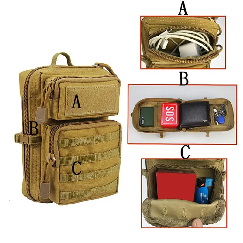 Tactical Multifunction Waist Bag – Molle Travel Pouch, EDC Phone Holder, Fanny Pack for Camping, Hiking & Hunting