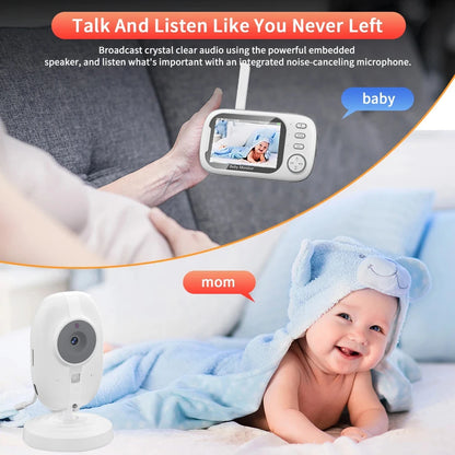 3.5" Wireless Video Baby Monitor – Night Vision, Temperature Monitoring & 2-Way Audio Baby Nanny Security Camera System