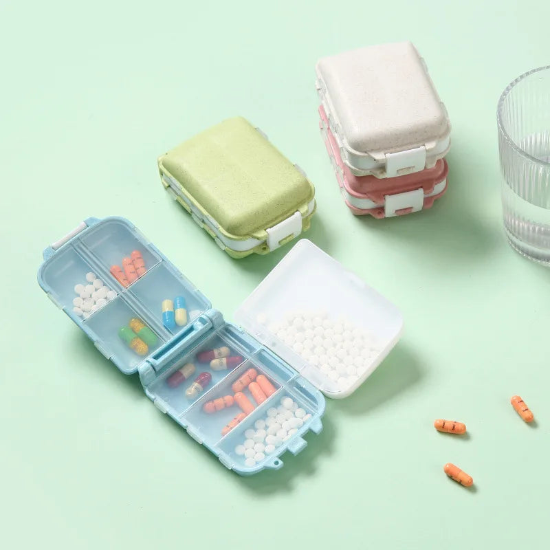 Fashionable Three-Layer Small Medicine Box – Foldable with 3 Sections & 8 Compartments for Mini Storage