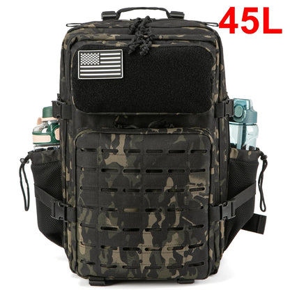 QT&QY 25L/45L Tactical Backpack – Outdoor Survival & Hiking Rucksack for Men & Women, Bug Out Bag with Bottle Holder