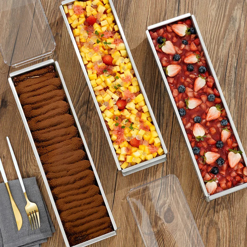 Tiramisu Removable Cake Mold Set — Stainless Steel Stand, Long Tray & Shovel Tool for Baking, Kitchen Accessories