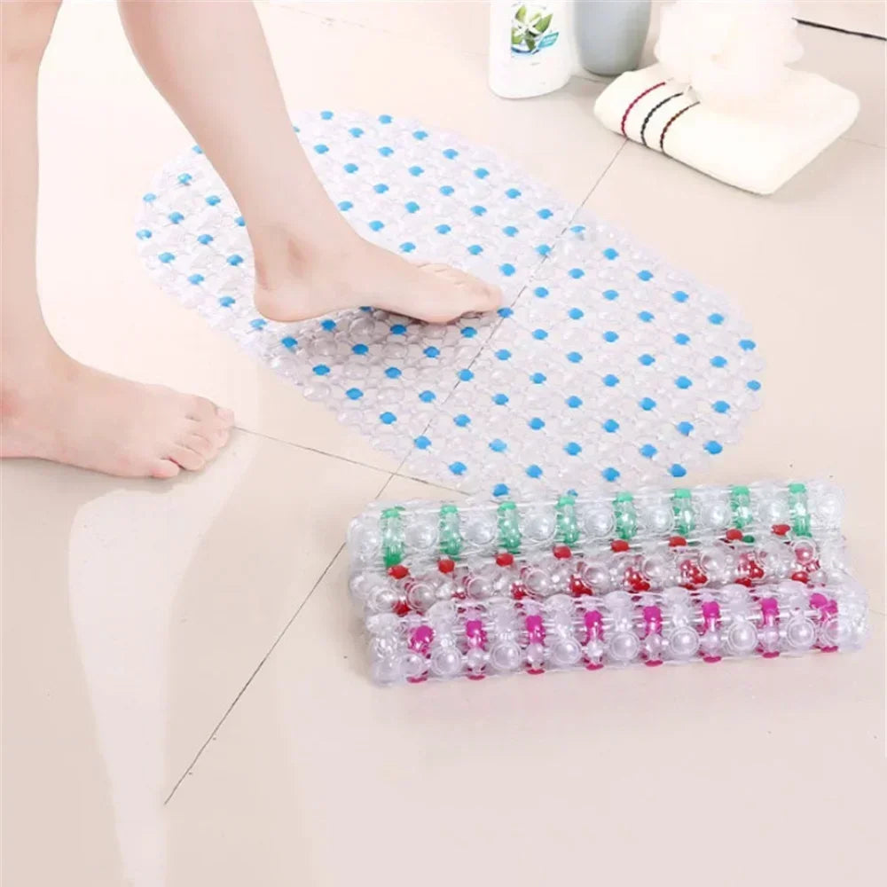 PVC Anti-Slip Bath Mat with Suction Cups – Soft Massage Shower Mat for Home Bathroom Safety