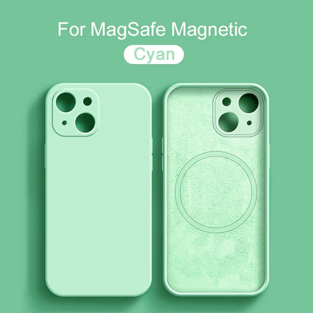 MagSafe Magnetic Silicone Case - Original Wireless Charging Cover for iPhone 15 14 13 12 11 Pro Max Mini X XR XS 8 Plus