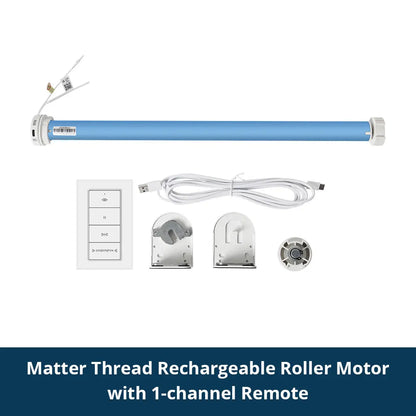Zemismart Matter Smart Roller Shade Blinds – Motor with Built-in Battery, 38mm Tube, Compatible with HomeKit, Google Home, SmartThings App