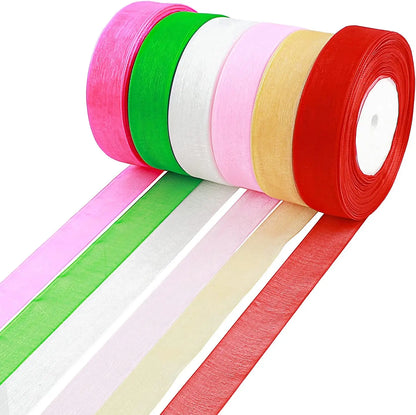 10 Yards Sheer Chiffon Organza Ribbon - Satin Gift Wrapping Ribbon for Wedding Bouquets, Party Decor & DIY Crafts