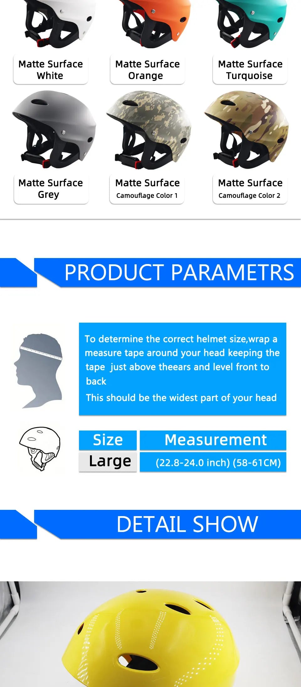 15-Color Certification Water Sport Helmet - Kayak, Rafting, Skateboard, Sailing, Surfing & Drifting Helmet for Water Sports