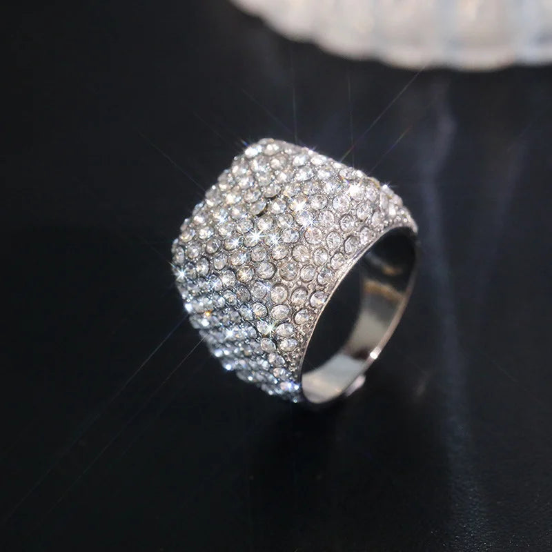 Hip Hop Iced Out Men Ring - Trendy Copper Pave CZ Geometry Jewelry with Bling Cubic Zirconia Design