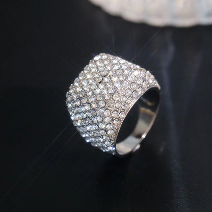 Hip Hop Iced Out Men Ring - Trendy Copper Pave CZ Geometry Jewelry with Bling Cubic Zirconia Design