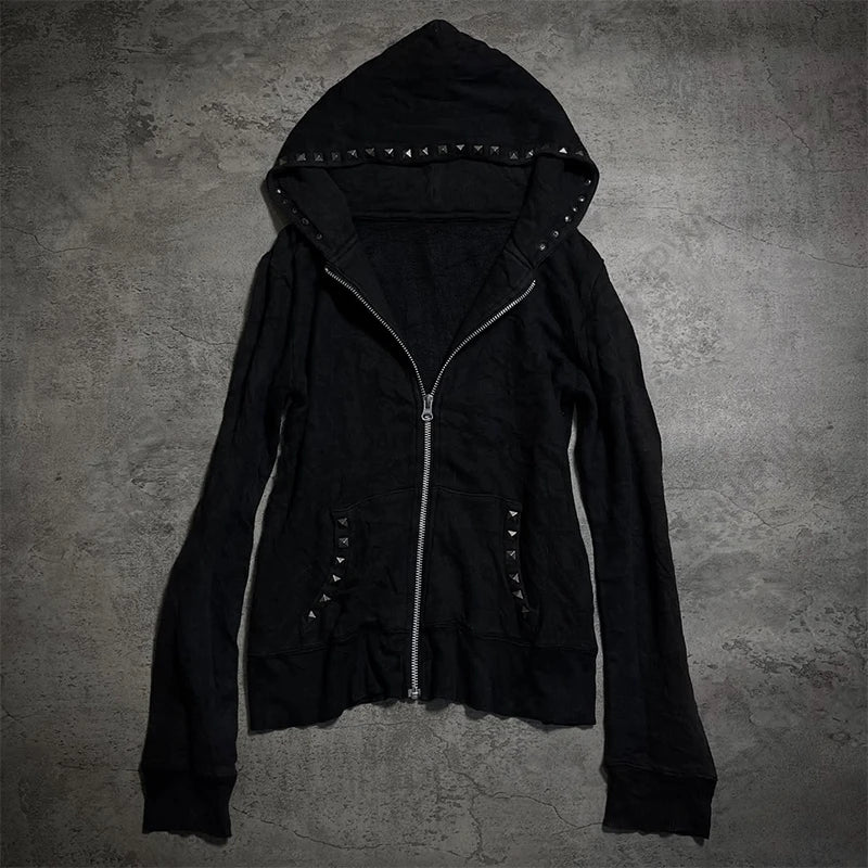 Y2K Harajuku Women's Fur Collar Hoodie – Slim Chic Solid Color Cardigan Sweatshirt, Goth Punk Streetwear