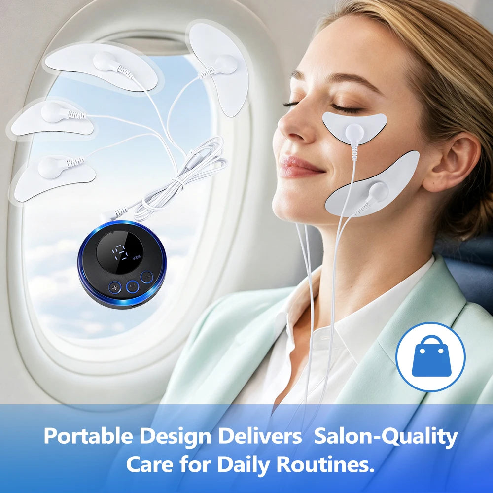 EMS Facial Lifting Massager – 8 Modes, 19 Intensity Levels, Rechargeable Face and Eye Beauty Device for Home Use