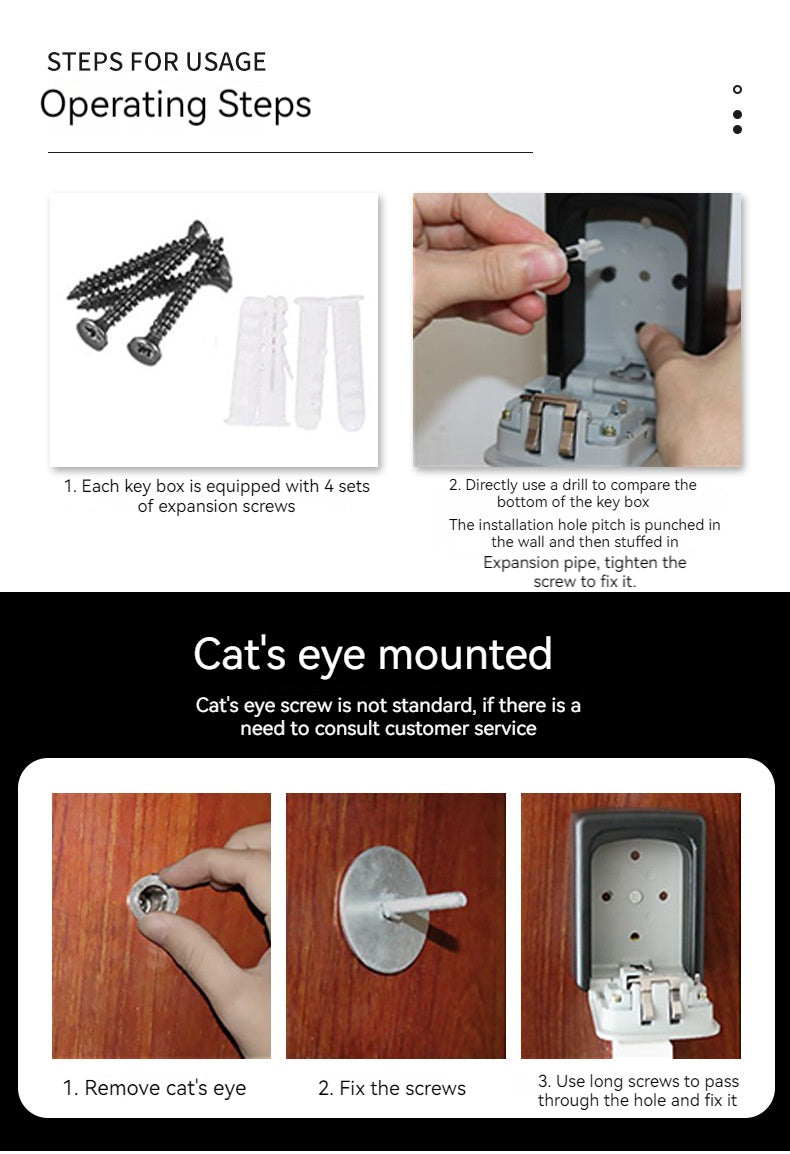 4 Digit Code Key Box – Waterproof Outdoor Password-Protected Storage with Steel Wire Hook for Key Hanging and Security
