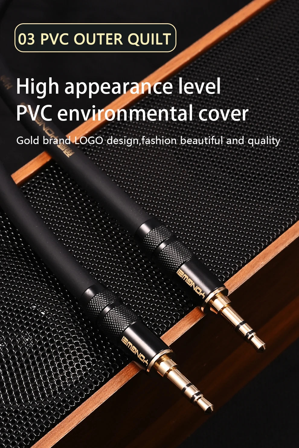 YONGWEI 3.5mm AUX Audio Cable - Straight to Curved Male-to-Male for Car, Mobile Phone, Computer, Speaker and Headset Extension