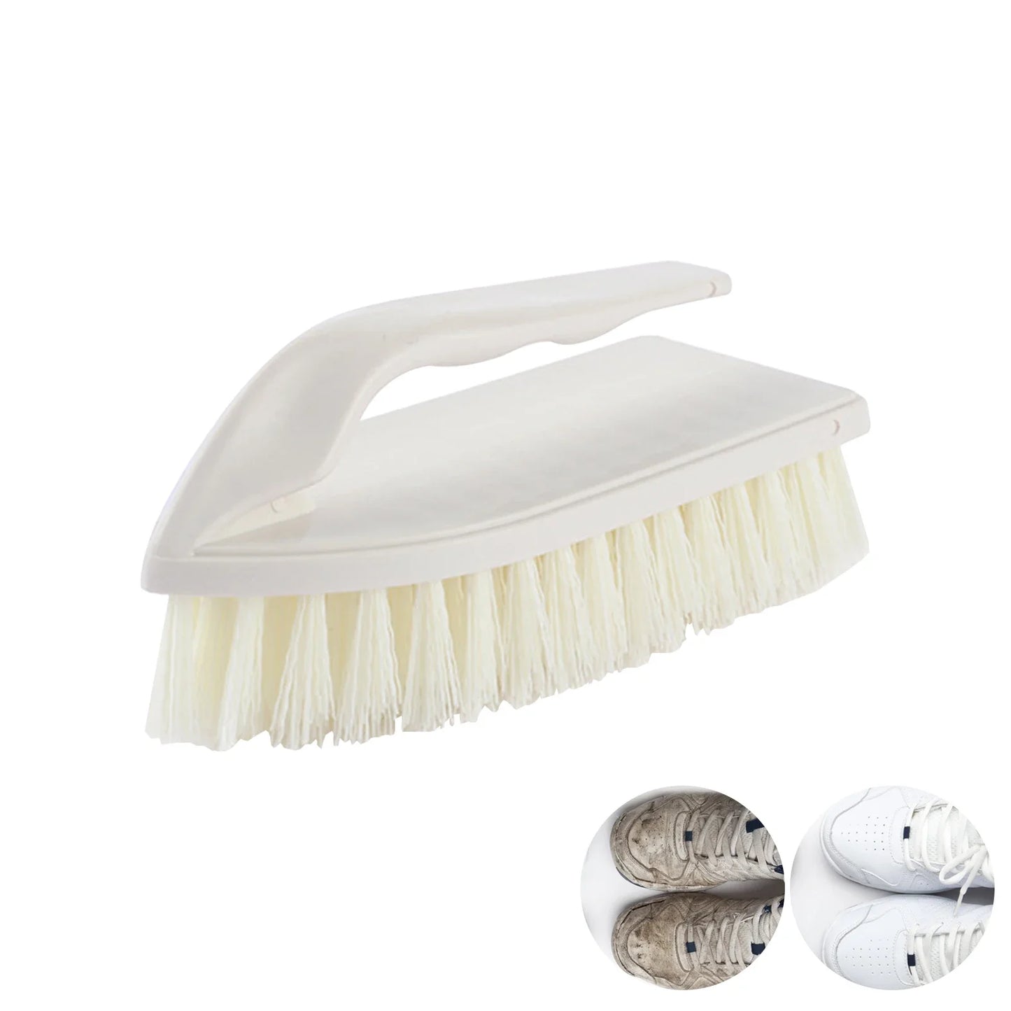Plastic Scrubbing Brush with Handle - Stiff Bristle Non-Slip Cleaning Brush for Kitchen, Bathroom & Car Care