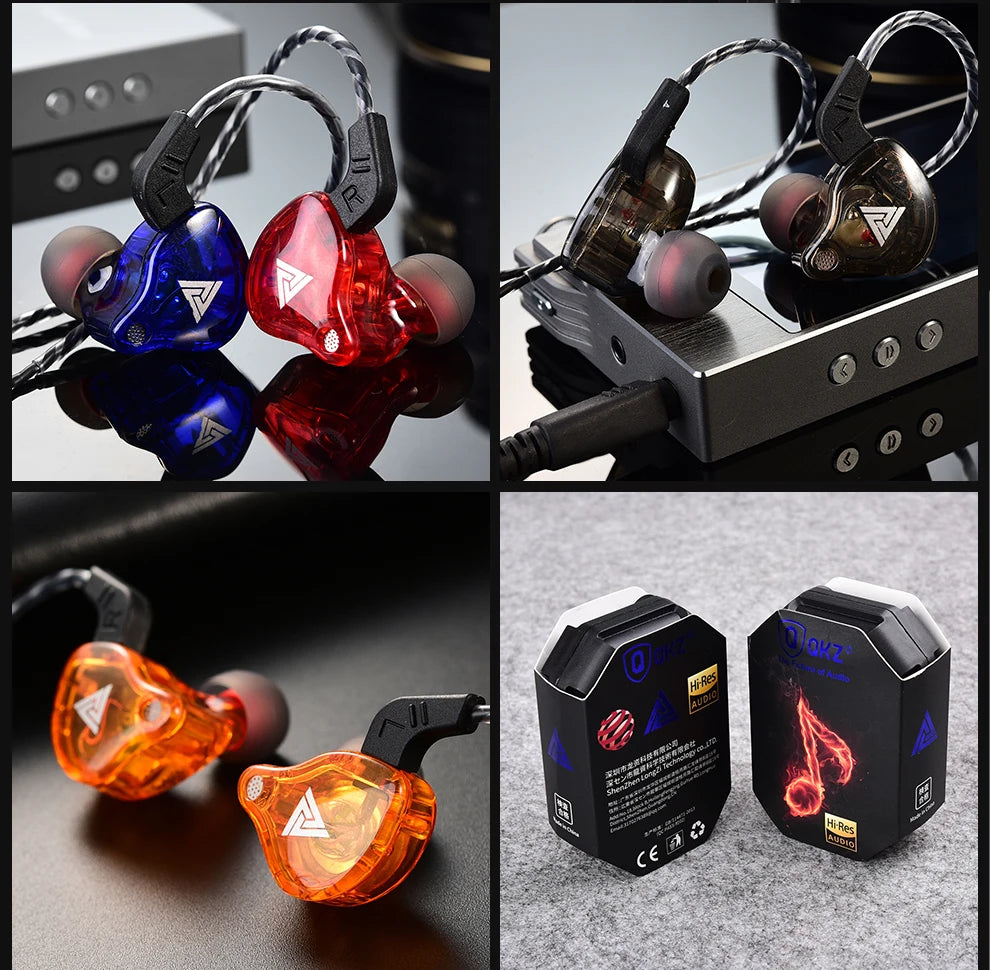 QKZ AK6 In-Ear Earphones - 6 Dynamic Drivers, Stereo Headphones with Mic, Sports HIFI Subwoofer Monitor Earbuds
