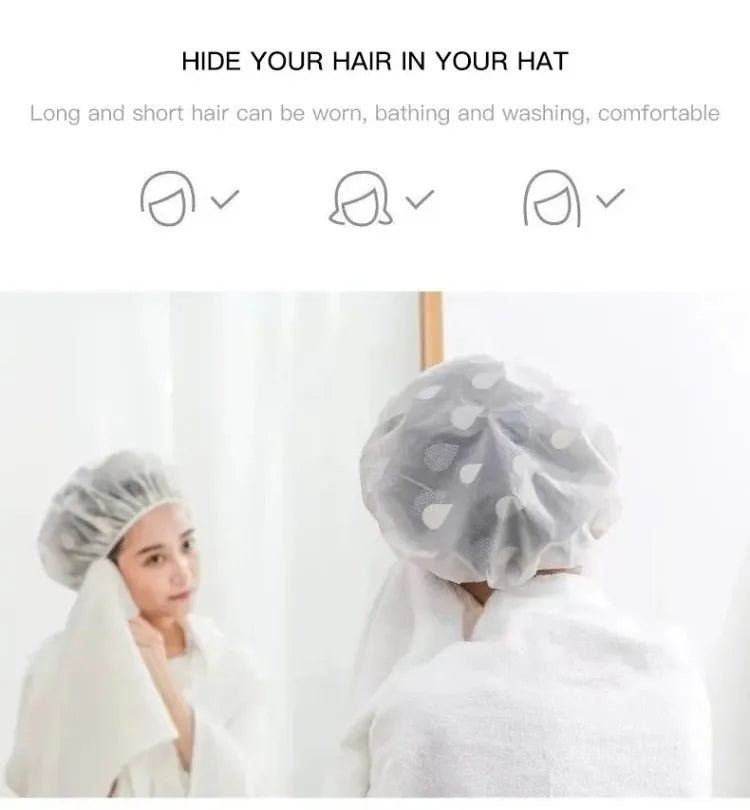 5PCS Waterproof Shower Caps – Women's Anti-Oil, Smoke, Hair Care, Dry Hair Cap for Household Bathing