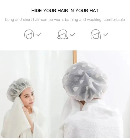 5PCS Waterproof Shower Caps – Women's Anti-Oil, Smoke, Hair Care, Dry Hair Cap for Household Bathing
