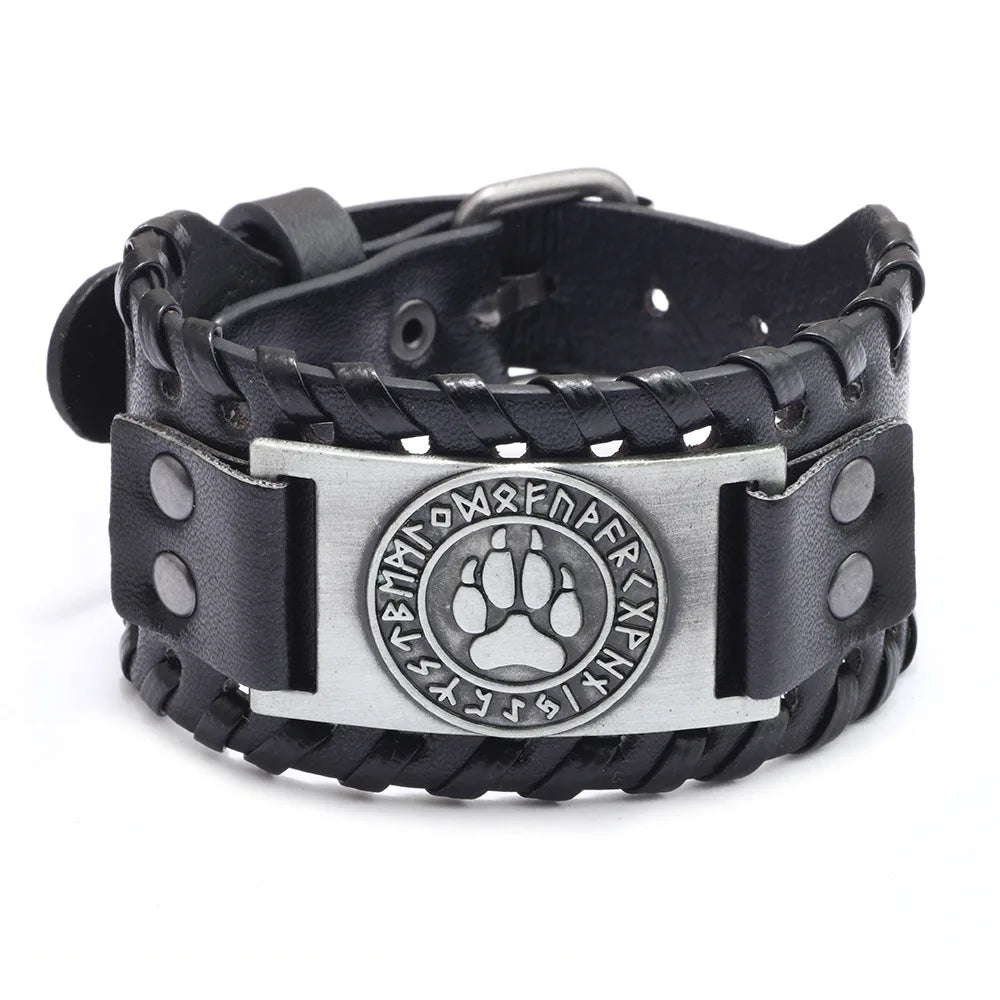 Trendy Viking Bracelet – Nordic Rune Compass & God Bird Charm Leather Woven Jewelry for Men, Fashion Accessory & Party Gift