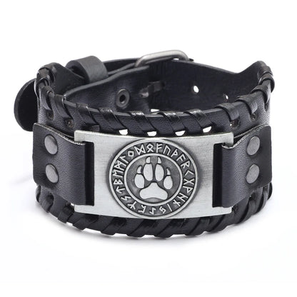 Trendy Viking Bracelet – Nordic Rune Compass & God Bird Charm Leather Woven Jewelry for Men, Fashion Accessory & Party Gift