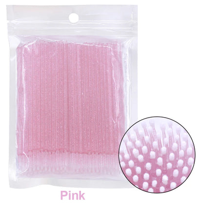 100pcs Eyelash Cleaning Brushes – Micro Cotton Swabs for Lash Extensions & Makeup Remover