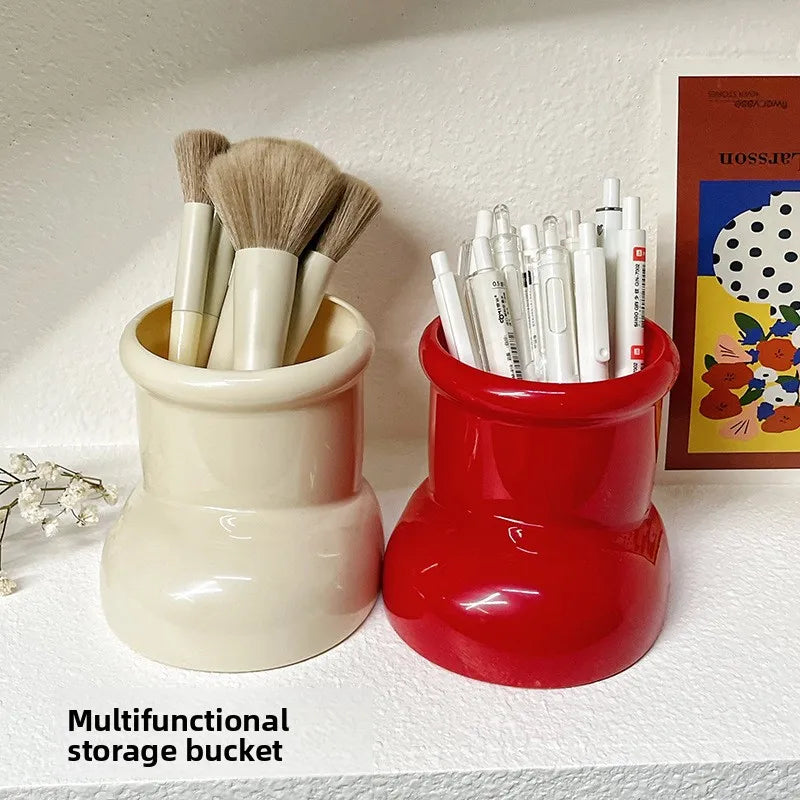 Cute Shoe-Shaped Storage Box – Creative Pen & Makeup Brush Holder for Desk or Dorm