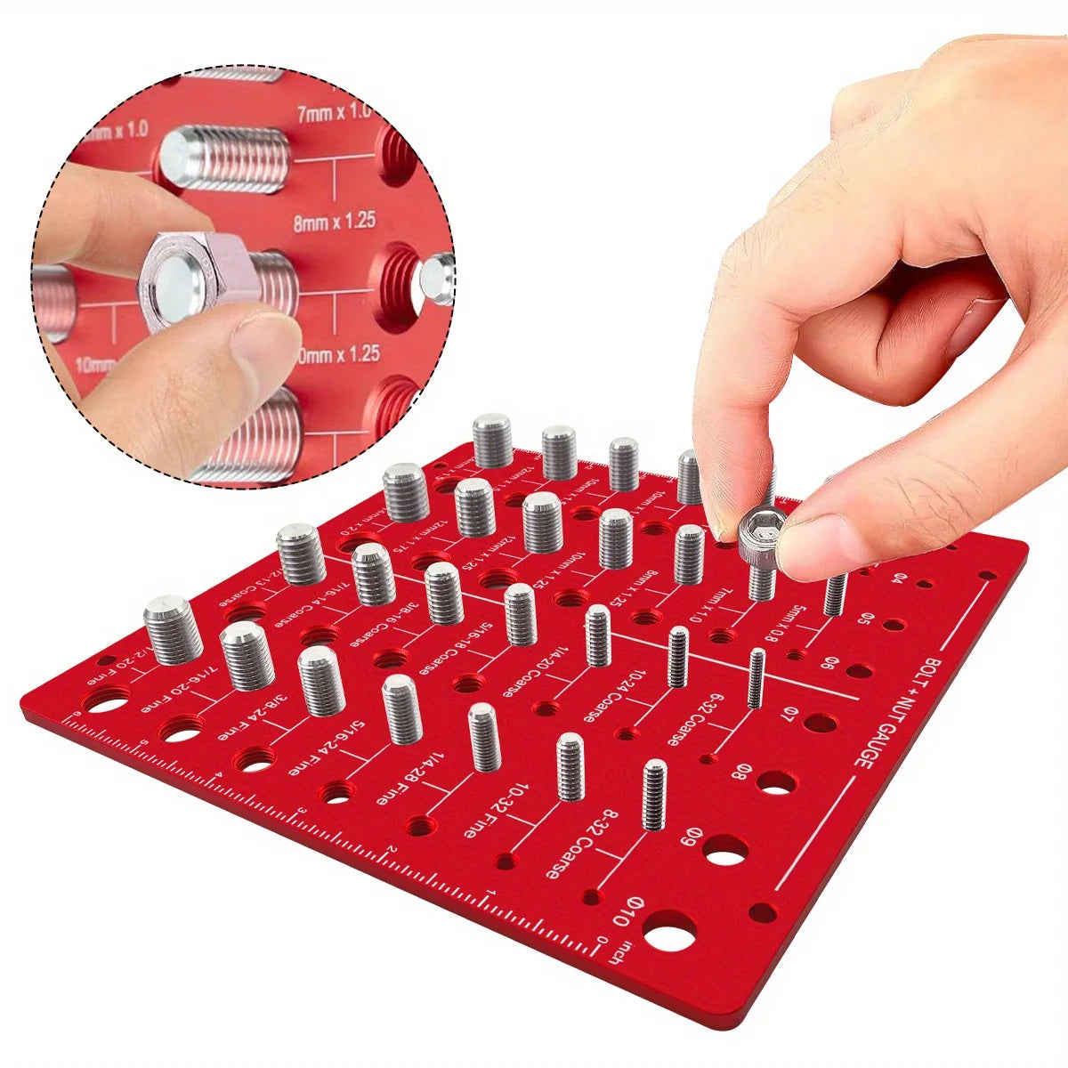 Nut & Bolt Thread Checker - 28 Standard Sizes Thread Identifier Gauge for Screws, Nuts & Bolts