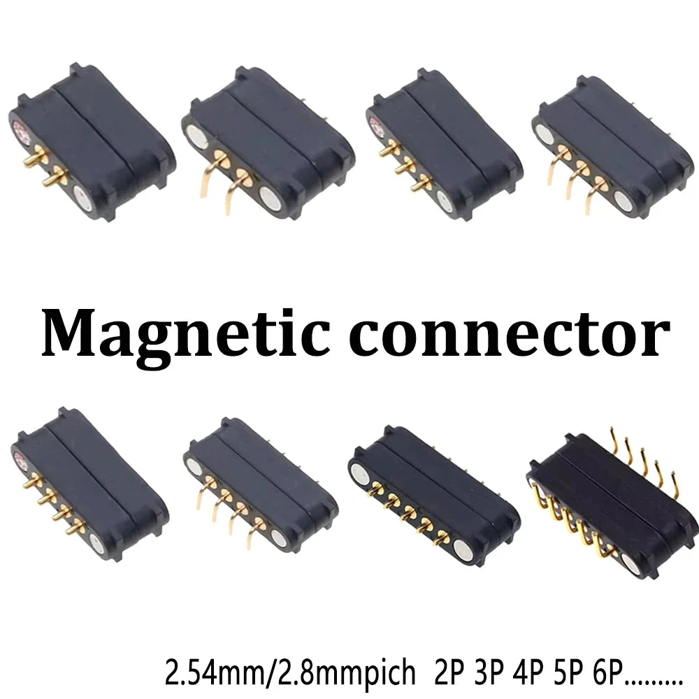 2A 2-Pin DC Magnetic Pogo Pin Connector - 2–5 Pin Spring-Loaded Male/Female Power Socket, 2.54/2.8mm Pitch
