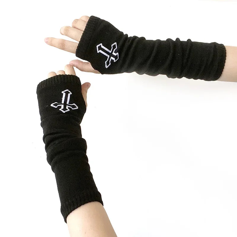 Warm Knitted Long Fingerless Gloves – Striped Elbow Mittens for Women, Fashion Christmas Gift