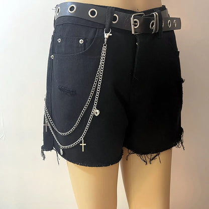 Punk Street Moon & Star Keychain – Goth Skull Rivet Waist Chain for Jeans, Unisex Rock Accessories