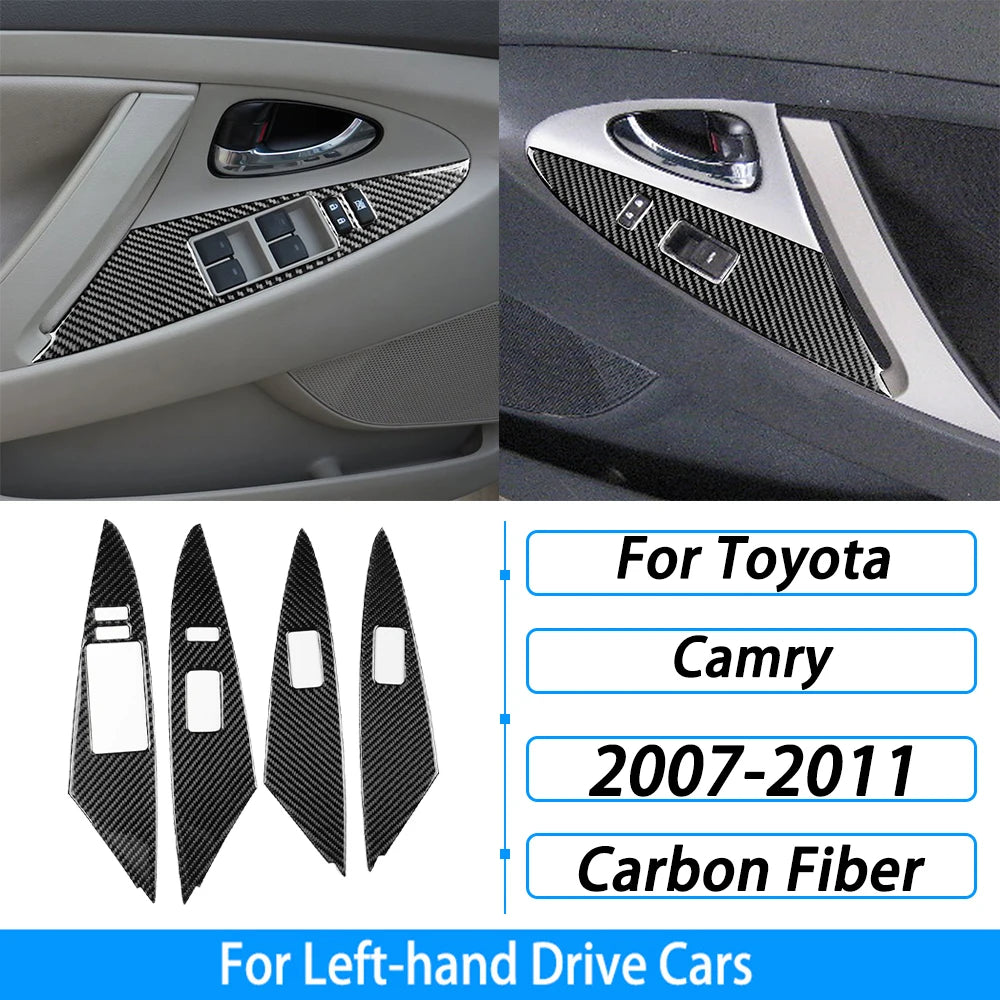 Toyota Camry 2007–2011 Carbon Fiber Interior Trim Set - Center Console, Gear Shift & Air Vent Decorative Covers