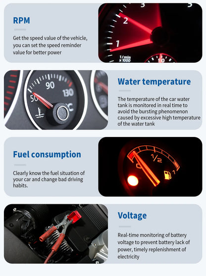 AD G3/B3 OBD2 GPS Head-Up Display – Smart Car HUD with Digital Speedometer, RPM, Water Temp, Clock & Security Alarm