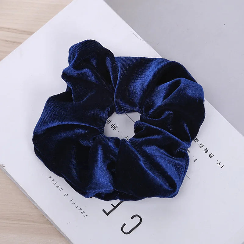 10/6/1Pcs Velvet Hair Scrunchies Set for Women – Solid Color Elastic Ponytail Hair Bands & Headband Accessories (Black Pack)