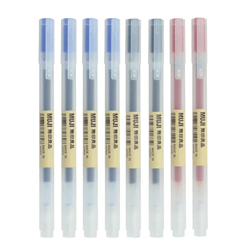 MUJI Gel Pen Set - 6 or 8 Pack 0.38mm/0.5mm Fine Point Black, Blue & Red Japanese Stationery