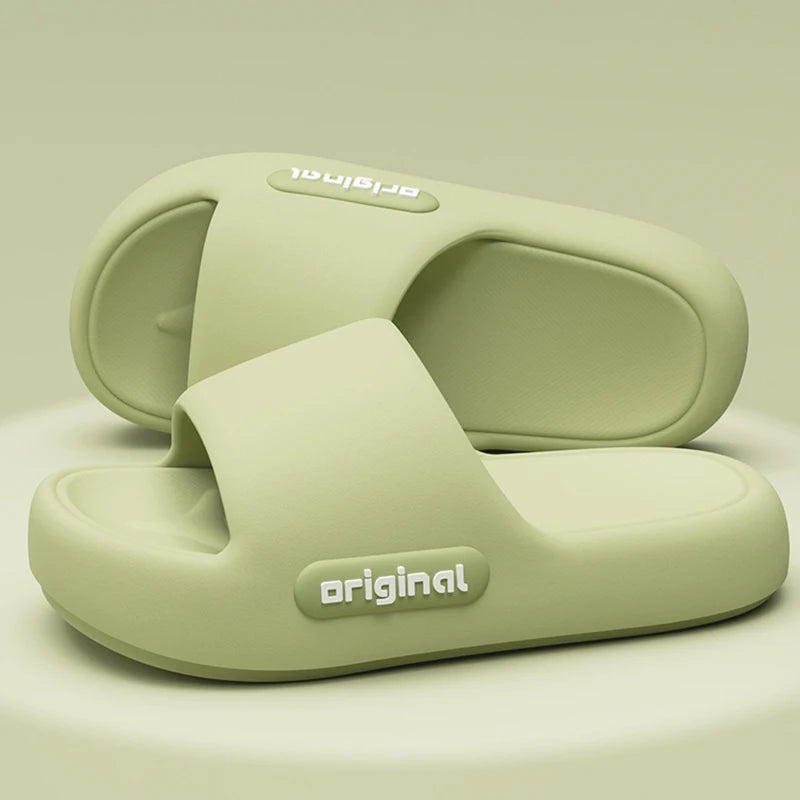 Cloud Platform Slippers for Women - Thick Soft Sole Letter Print Beach Slides for Comfortable Everyday Wear