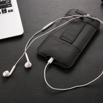 Genuine Cow Leather Phone Pouch – Men’s Waist Bag Holster for iPhone 7 to 16 Pro Max