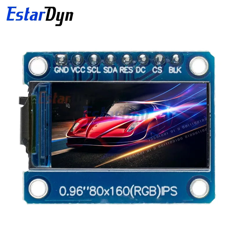 0.96" TFT LCD Display Module - 160x80 Full-Color IPS Screen, ST7735S Driver, 3.3V SPI Interface for Arduino