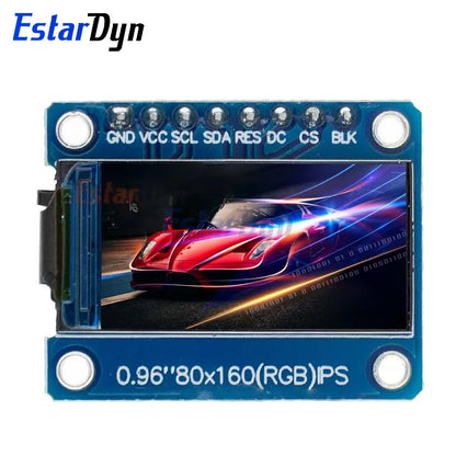 0.96" TFT LCD Display Module - 160x80 Full-Color IPS Screen, ST7735S Driver, 3.3V SPI Interface for Arduino