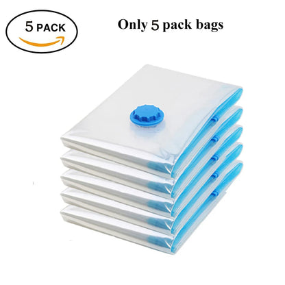 Vacuum Storage Bags for Clothes — Wardrobe Organizer Space-Saving Seal Bags for Pillows, Bedding & Blankets