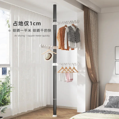 Carbon Steel Floor-to-Ceiling Drying Rack — No-Drill Expandable Clothes Hanger for Home, Bedroom & Balcony