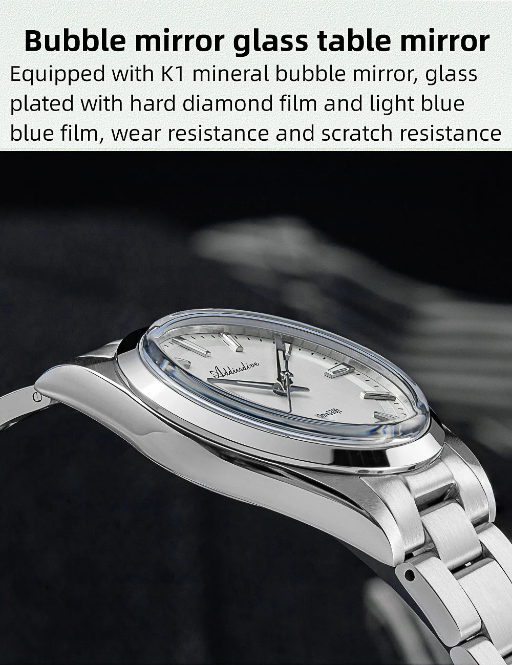 ADDIESDIVE Men's Luxury Quartz Watch – VH31, 100m Waterproof, Green AR Coating, Luminous, 316L Stainless Steel, 36mm