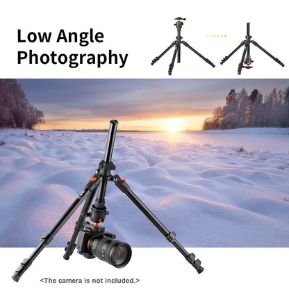 Aluminum Alloy Camera Tripod Stand – Low Angle Photography Travel Tripod with Carrying Bag for DSLR Cameras
