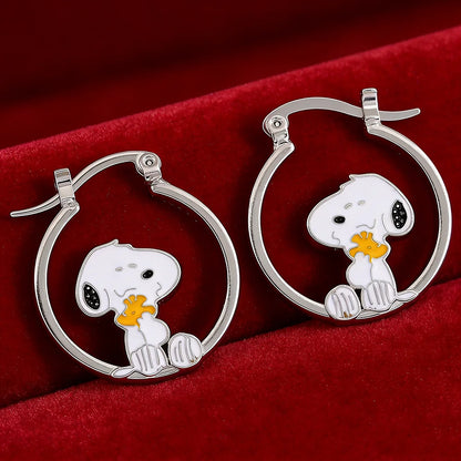 Snoopy Dog Earrings - Cute Puppy Cartoon Jewelry for Women, Anime Lover Holiday Gift