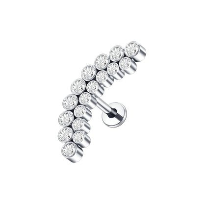 Titanium CZ Tragus & Helix Stud – Internally Threaded Labret Lip Ring Piercing Earring (1PC)