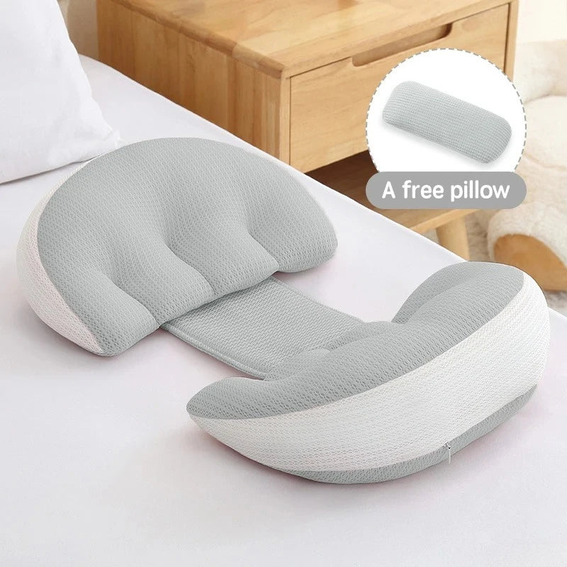 Pregnancy Body Pillow - Cotton Maternity Sleeping Pillow with Free Auxiliary Waist Support Cushion