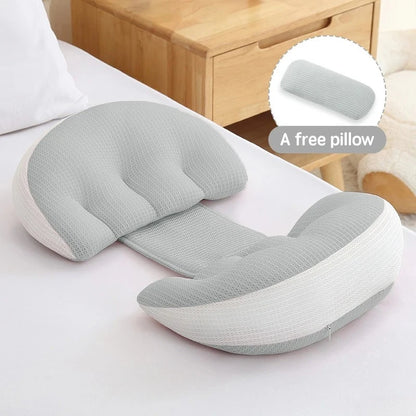 Pregnancy Body Pillow - Cotton Maternity Sleeping Pillow with Free Auxiliary Waist Support Cushion