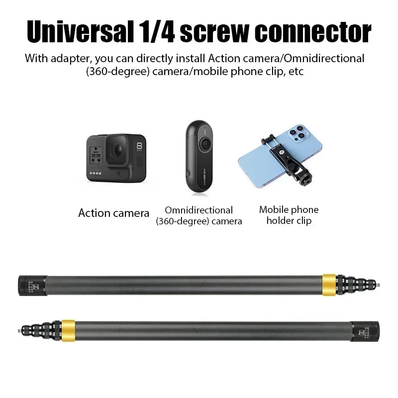 Carbon Fiber Invisible Extended Selfie Stick – 300CM for Insta360 X3, GO3, DJI, GoPro, Action Camera Accessories